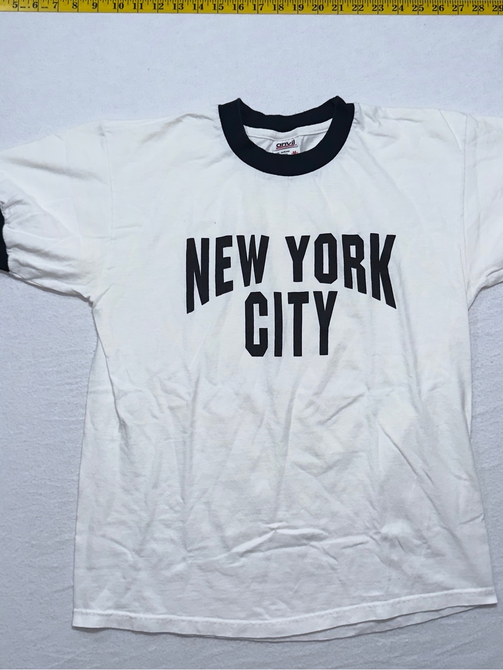 NEW YORK CITY White and Black Ringer Tee - anvil 2000s/1990s tag.